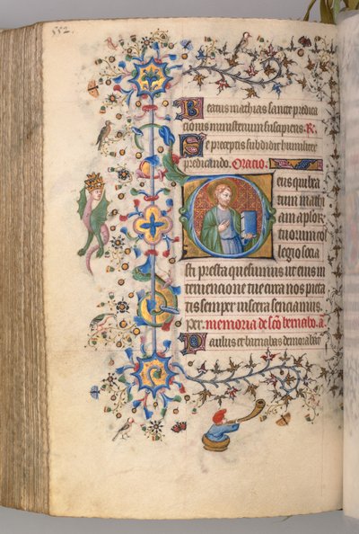 Getijdenboek van Karel de Edele, Koning van Navarra 1361-1425, fol. 270v, St. Mathias, ca. 1405 door Master of the Brussels Initials and Associates