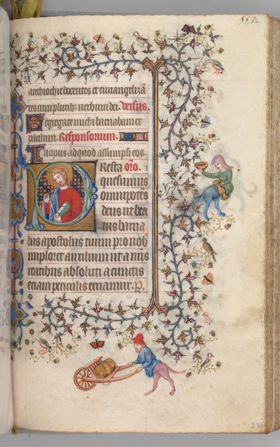 Getijdenboek van Karel de Edele, Koning van Navarra 1361-1425, fol. 271r, St. Barnabus, ca. 1405 door Master of the Brussels Initials and Associates