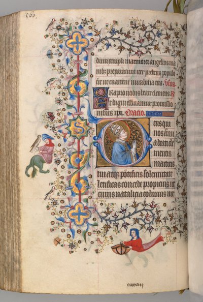 Uren van Charles de Edele, Koning van Navarra 1361-1425, fol. 274v, St. Clement, ca. 1405 door Master of the Brussels Initials and Associates