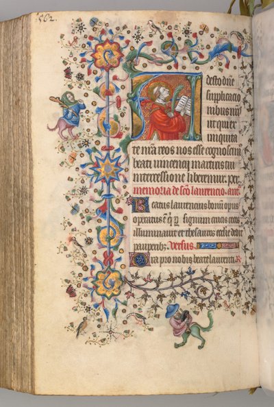 Getijdenboek van Karel de Edele, Koning van Navarra 1361-1425, fol. 275v, St. Vincent, ca. 1405 door Master of the Brussels Initials and Associates