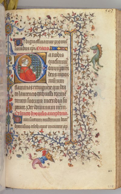 Getijdenboek van Karel de Edele, koning van Navarra 1361-1425, fol. 276r, St. Laurentius, ca. 1405 door Master of the Brussels Initials and Associates