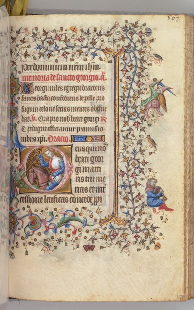 Getijdenboek van Karel de Edele, Koning van Navarra 1361-1425, fol. 278r, St. George, ca. 1405 door Master of the Brussels Initials and Associates