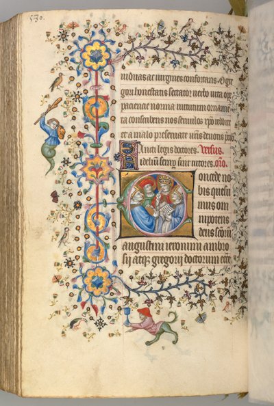 Uren van Karel de Edele, Koning van Navarra, fol. 284v, Vier Doktoren van de Kerk door Master of the Brussels Initials and Associates