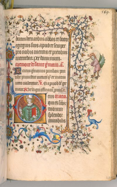 Getijdenboek van Karel de Edele, Koning van Navarra 1361-1425, fol. 289r, St. Germain door Master of the Brussels Initials and Associates