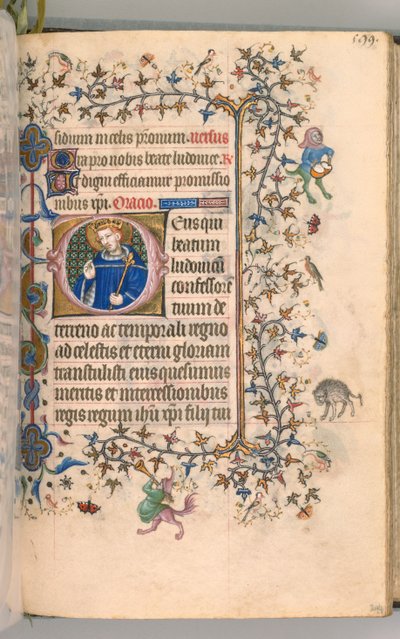 Getijdenboek van Karel de Edele, koning van Navarra 1361-1425, fol. 291v, St. Louis, ca. 1405 door Master of the Brussels Initials and Associates