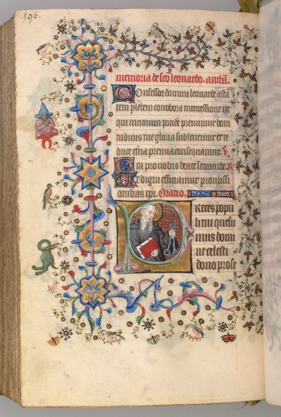 Getijdenboek van Karel de Edele, Koning van Navarra 1361-1425, fol. 292v, St. Leonard, ca. 1405 door Master of the Brussels Initials and Associates