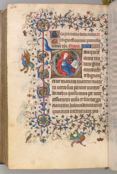 Getijdenboek van Karel de Edele, Koning van Navarra 1361-1425, fol. 295v, St. Anna, ca. 1405 door Master of the Brussels Initials and Associates