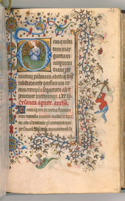 Getijdenboek van Karel de Edele, koning van Navarra 1361-1425, fol. 299a, St. Margaretha, c. 1405 door Master of the Brussels Initials and Associates
