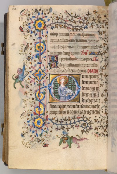 Uren van Karel de Edele, Koning van Navarra, fol. 299v, St. Agnes door Master of the Brussels Initials and Associates