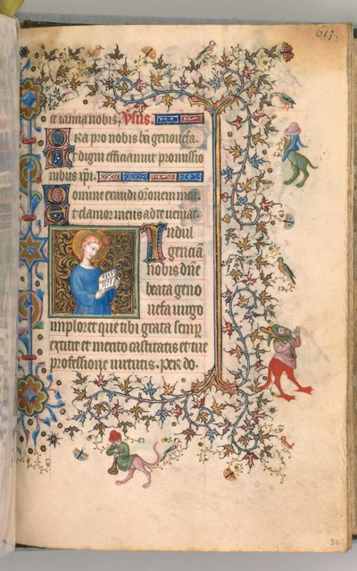Uren van Karel de Edele, koning van Navarra, fol. 301r, St. Geneviève door Master of the Brussels Initials and Associates