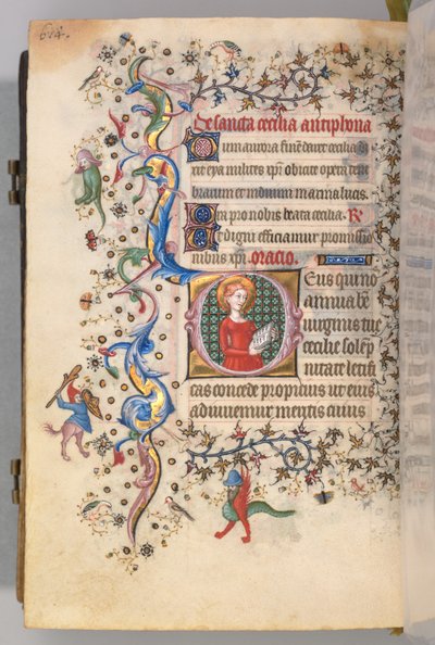 Getijdenboek van Karel de Edele, Koning van Navarra 1361-1425, fol. 301v, St. Cecilia, c. 1405 door Master of the Brussels Initials and Associates