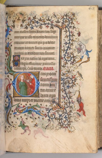 Getijdenboek van Karel de Edele, Koning van Navarra 1361-1425, fol. 303r, St. Apollonia, ca. 1405 door Master of the Brussels Initials and Associates
