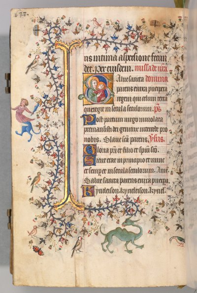 Getijdenboek van Karel de Edele, koning van Navarra 1361-1425, fol. 313v, Maagd en Kind, ca. 1405 door Master of the Brussels Initials and Associates