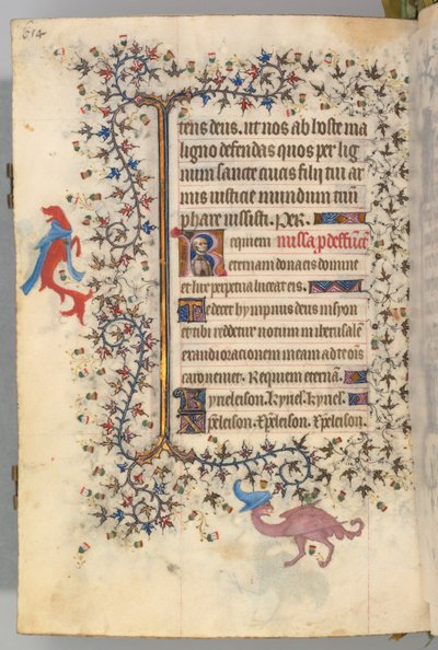 Getijdenboek van Karel de Edele, koning van Navarra 1361-1425, fol. 321v, Buste van de Dood, c. 1405 door Master of the Brussels Initials and Associates