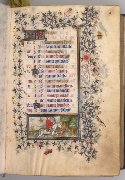 Uren van Karel de Edele, koning van Navarra 1361-1425: fol. 5r, mei, ca. 1405 door Master of the Brussels Initials and Associates