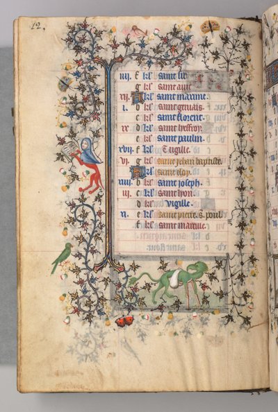 Getijdenboek van Karel de Edele, Koning van Navarra 1361-1425: fol. 6v, Juni, ca. 1405 door Master of the Brussels Initials and Associates