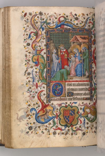 Uren van Karel de Edele, koning van Navarra 1361-1425: fol. 78v, Aanbidding der wijzen Sext, c. door Master of the Brussels Initials and Associates