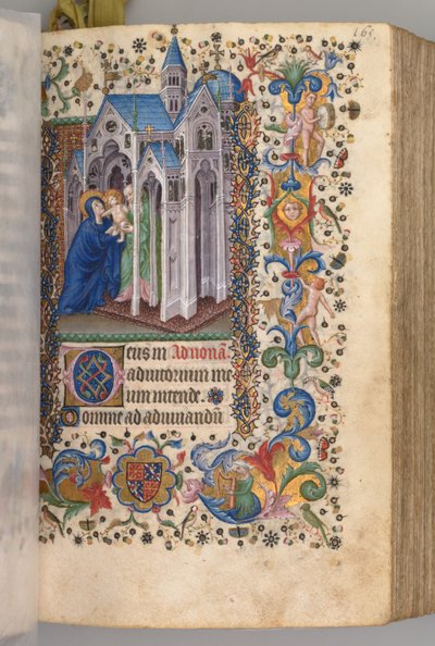 Getijdenboek van Karel de Edele, Koning van Navarra 1361-1425: fol. 82vr, Presentatie..., c. 1405 door Master of the Brussels Initials and Associates