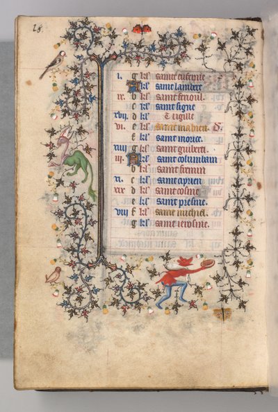 Uren van Karel de Edele, Koning van Navarra 1361-1425: fol. 9v, september, c. 1405 door Master of the Brussels Initials and Associates