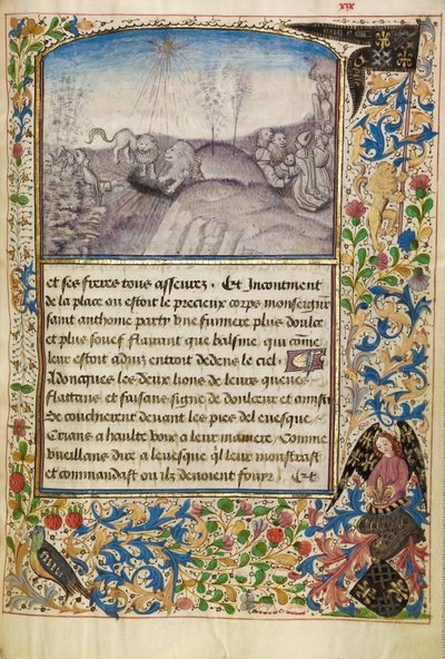 Bisschop Theophilus vindt het graf van de heilige Antonius door Master of the Brussels Romuléon