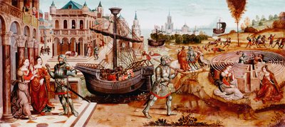 Het verhaal van Theseus, midden 15e eeuw door Master of the Cassoni