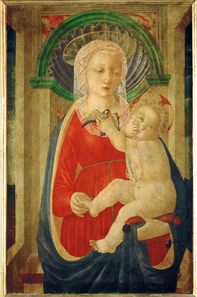 Madonna en kind met een distelvink ... door Master of the Castello Nativity