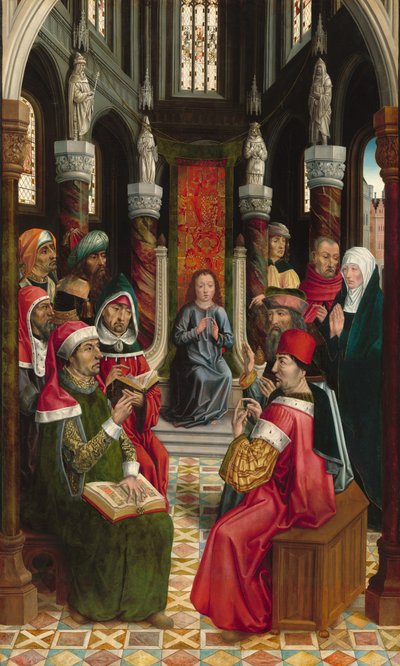 Christus onder de Doktoren door Master of the Catholic Kings