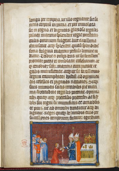 De aartsbisschop van Reims die het zwaard teruggeeft aan de koning, illustratie uit 
