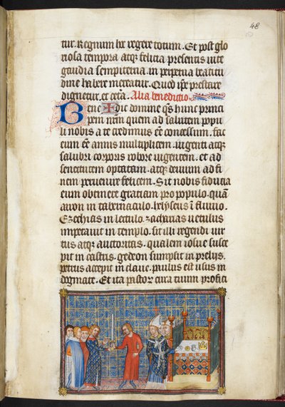 De Koning geeft het zwaard door aan de Seneschalk (Hertog van Anjou) (uit 