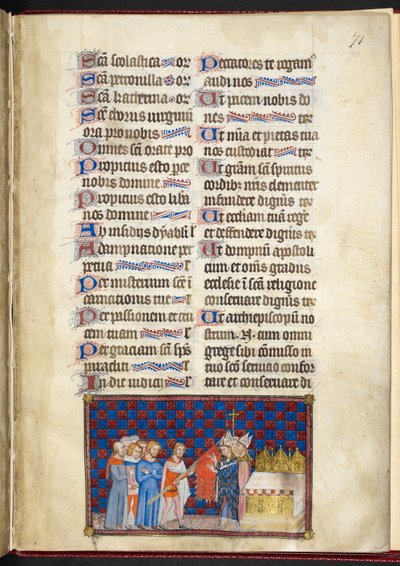De aartsbisschop van Reims zegent de Oriflamme, illustratie uit 