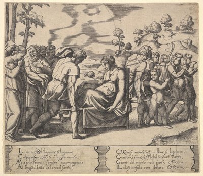 Plaat 5: Psyche gedragen op een draagstoel, uit de 