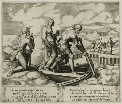 Psyche gaat aan boord van Charons boot door Master of the Die