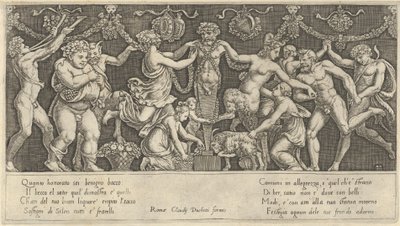 Speculum Romanae Magnificentiae: Offer aan Priapus, 16e eeuw door Master of the Die