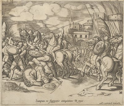 Speculum Romanae Magnificentiae: De Overwinning van Scipio [over Syphax], 16e eeuw door Master of the Die