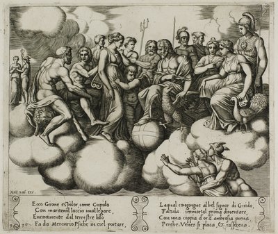 Venus en Cupido Pleiten voor Jupiter en Andere Goden door Master of the Die