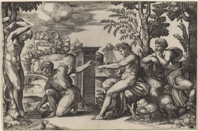 Apollo en Marsyas door Master of the Die after Raphael