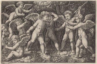 Putti Spelen door Master of the Die after Raphael