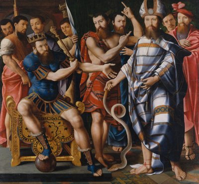 Mozes en Aäron voor Farao: Een Allegorie van de Familie Dinteville, 1537 door Master of the Dinteville Allegory
