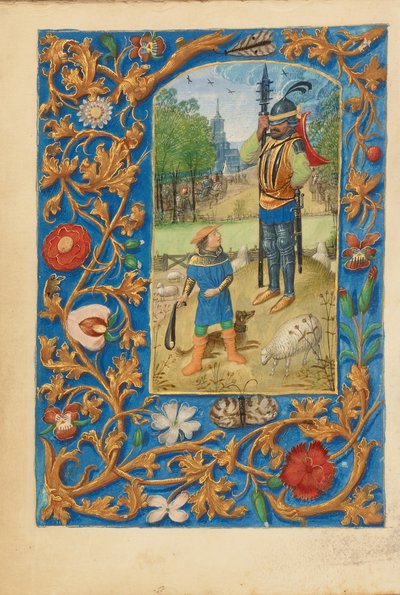 David en Goliath door Master of the Dresden Prayer Book