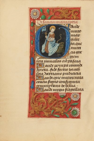 Initialen G: Sint Margaretha door Master of the Dresden Prayer Book