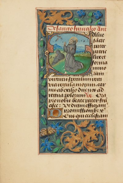 Eerste S: De stigmatisering van Sint Franciscus door Master of the Dresden Prayer Book