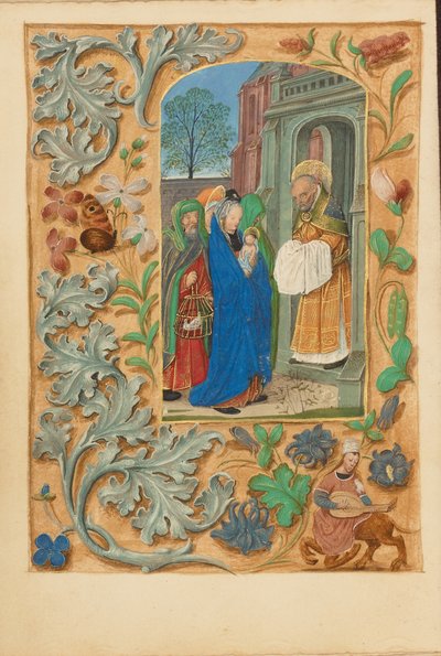 De presentatie in de tempel door Master of the Dresden Prayer Book