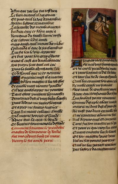 Miniatuur toont Nero die toekijkt hoe Seneca