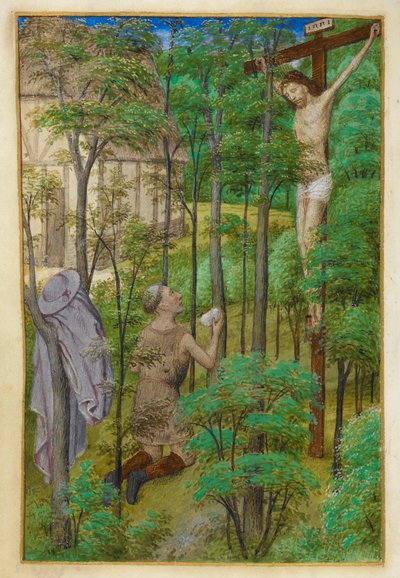 Sint Hiëronymus in de woestijn door Master of the Dresden Prayer Books