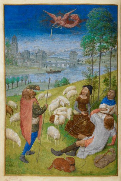 De Aankondiging aan de Herders door Master of the Dresden Prayer Books