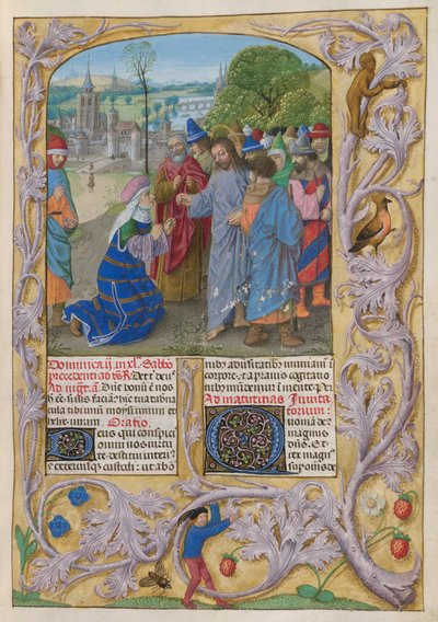 De Temporale; Vasten II. De vrouw van Kanaän smeekt Christus om de duivel uit haar dochter te verdrijven. Tekst met versierde initialen 