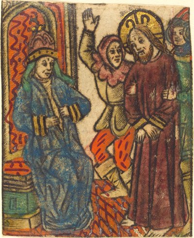 Christus voor Kajafas door Master of the Dutuit Mount of Olives after Master of St. Erasmus