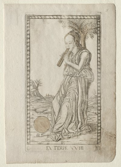 Euterpe muziek, lyrische poëzie uit de Tarocchi-serie D..., voor 1467 door Master of the E Series Tarocchi
