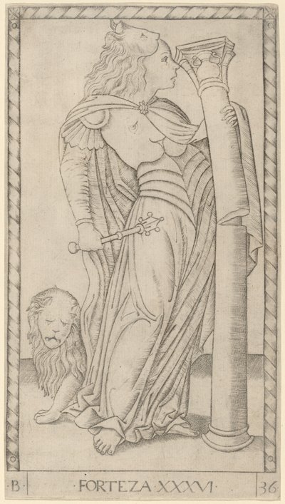Fortitudo (Moed) door Master of the E Series Tarocchi