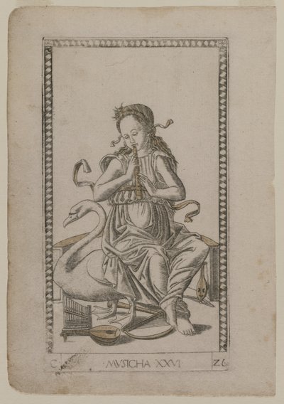 Muziek uit de Tarocchi, serie C: Vrije Kunsten, #26, voor 1467 door Master of the E Series Tarocchi